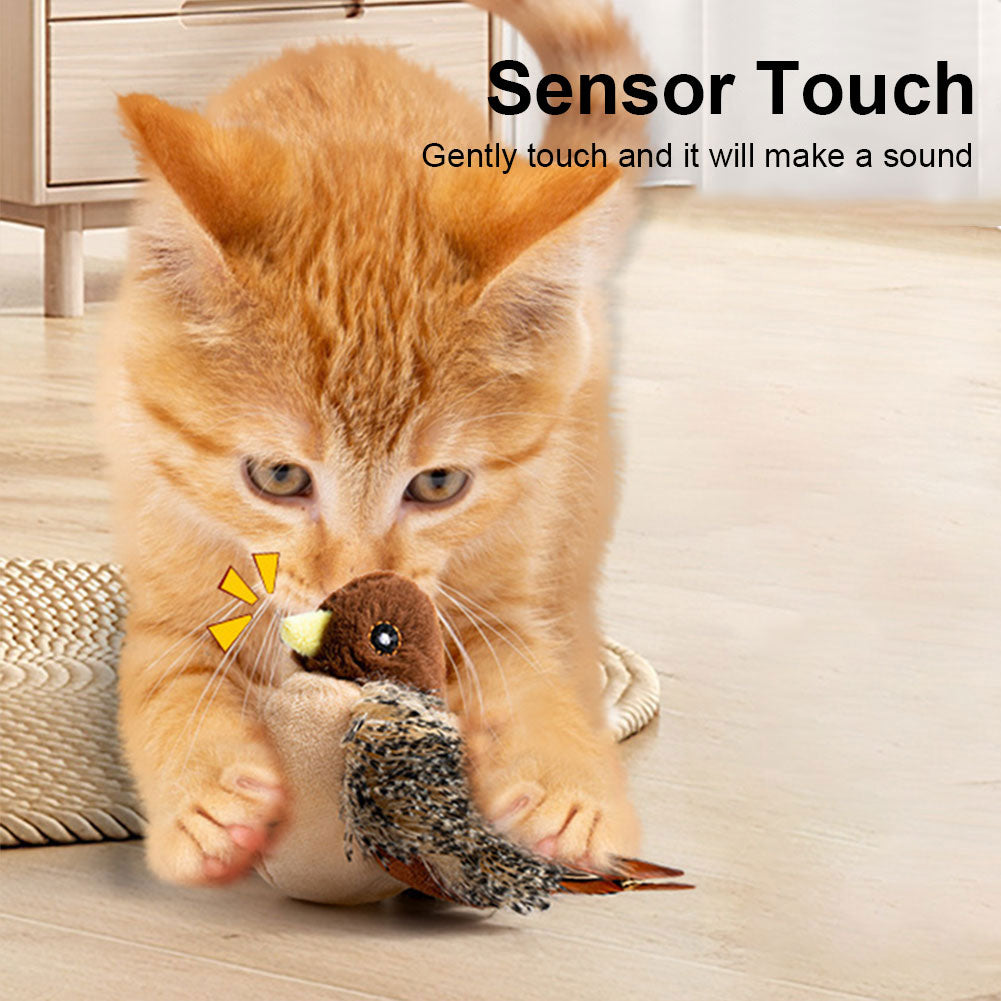Electric Chirping Bird Toy for Cats - Interactive Plush Fun