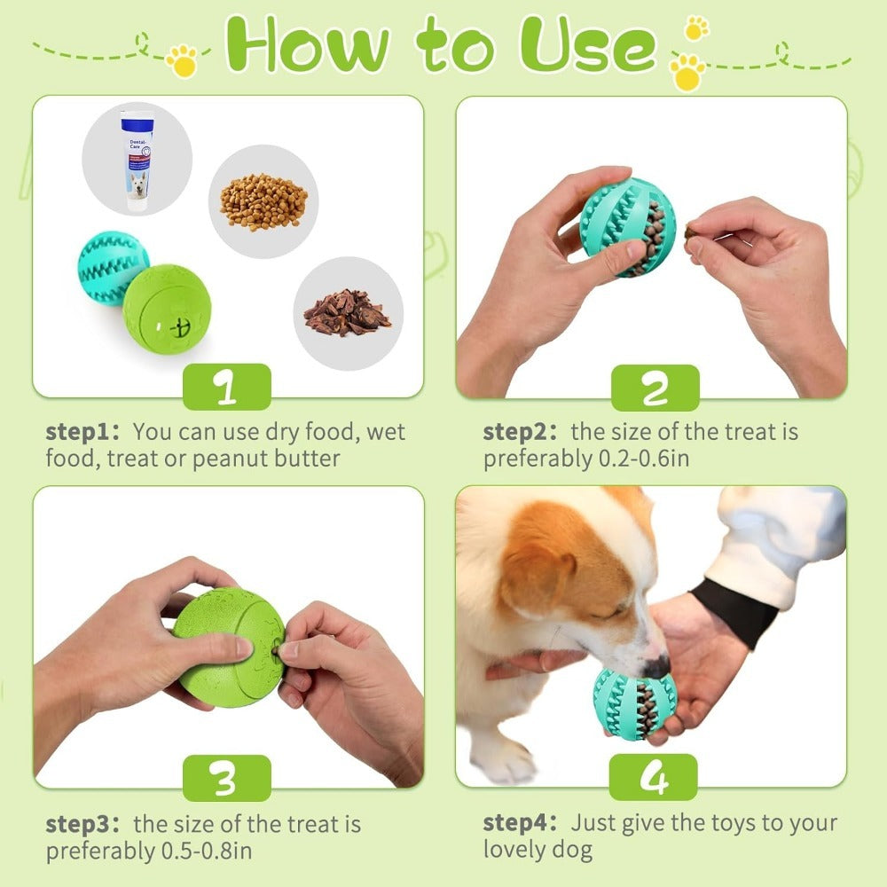 Dog Treat Dispensing Ball - Interactive Teething & Training Toy