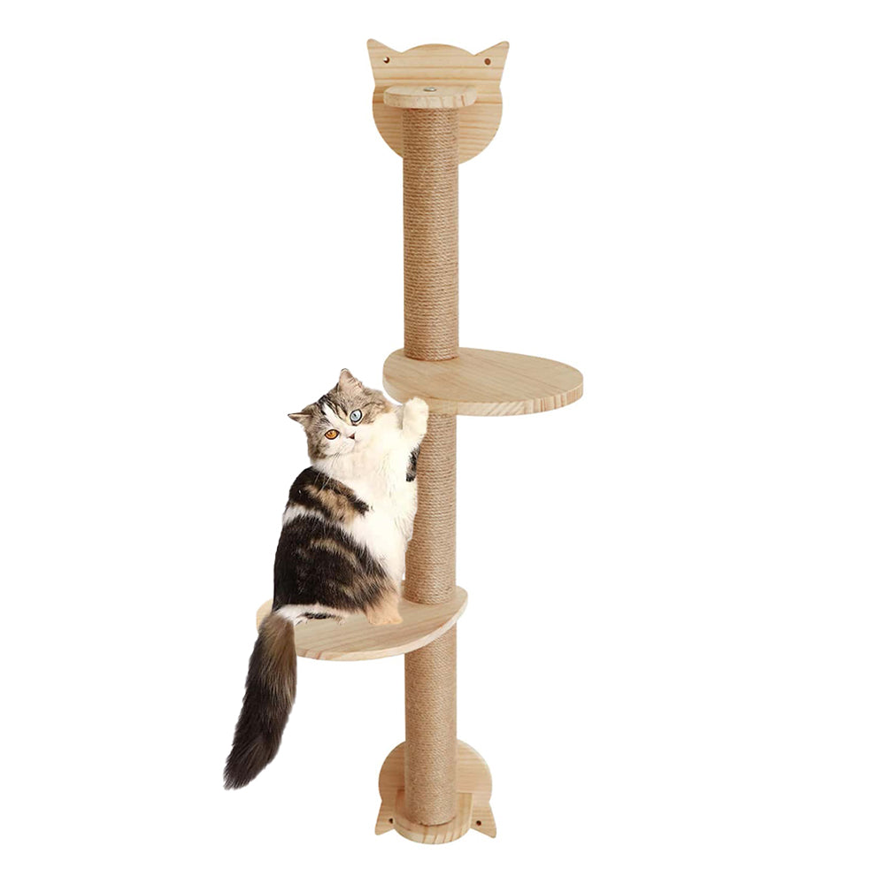 Cat Tree 41In: Wall-Mounted Scratcher & Hammock for Cats