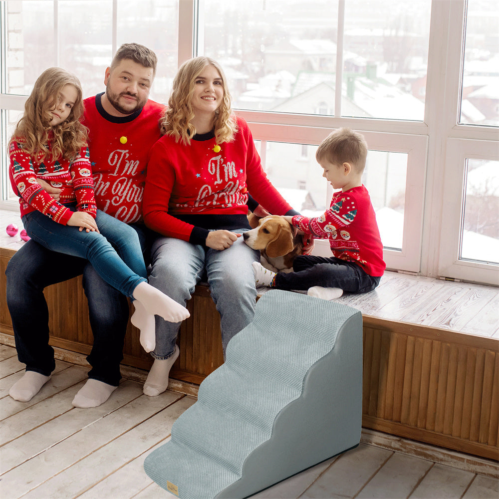 Pet Stairs 5 Steps - Non-Slip Foam for High Beds & Sofas
