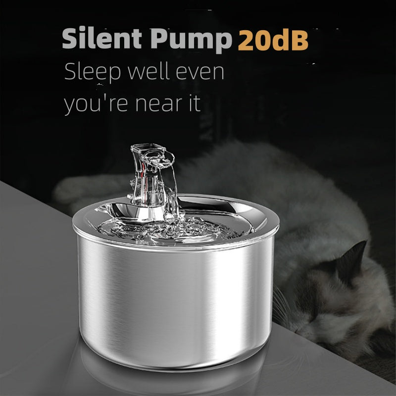 2L Stainless Pet Water Dispenser - Automatic Fountain & Heater