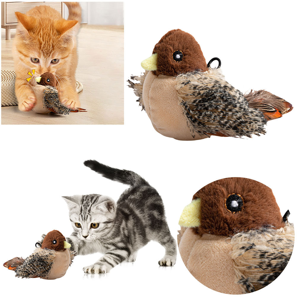 Electric Chirping Bird Toy for Cats - Interactive Plush Fun
