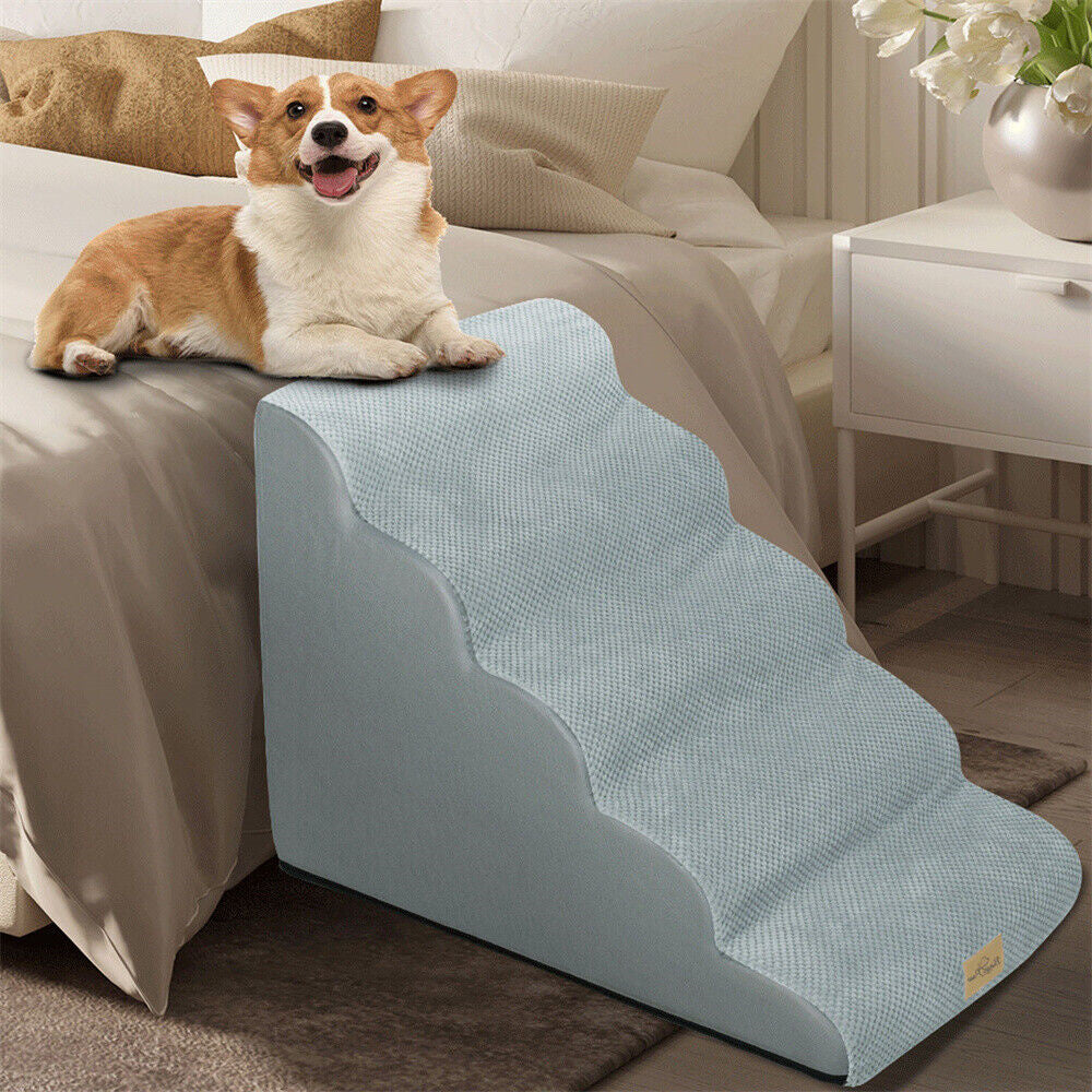 Pet Stairs 5 Steps - Non-Slip Foam for High Beds & Sofas