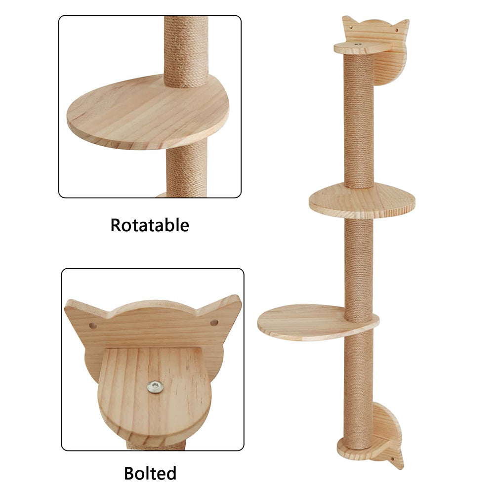 Cat Tree 41In: Wall-Mounted Scratcher & Hammock for Cats