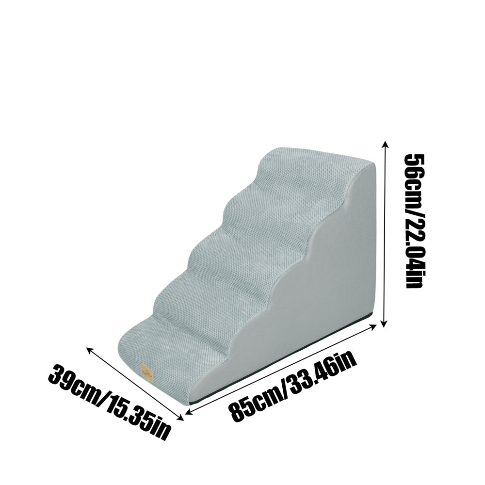 Pet Stairs 5 Steps - Non-Slip Foam for High Beds & Sofas