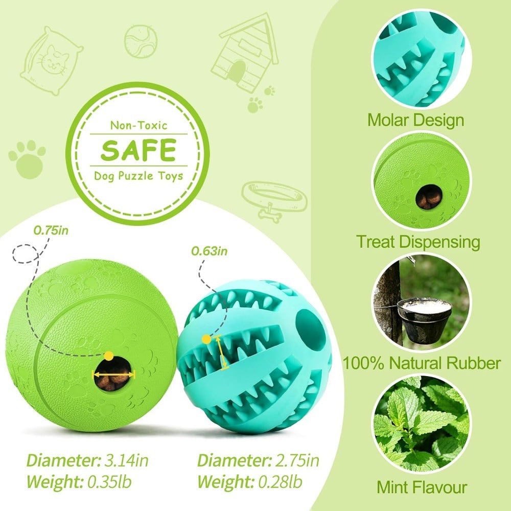 Dog Treat Dispensing Ball - Interactive Teething & Training Toy