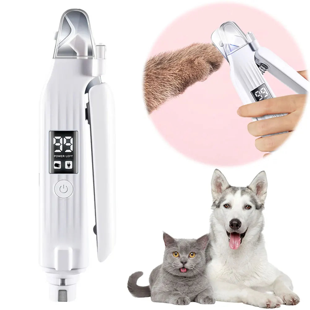 2-in-1 Pet Nail Grinder & Clipper - LED Lights for Safe Trimming