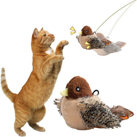 Electric Chirping Bird Toy for Cats - Interactive Plush Fun