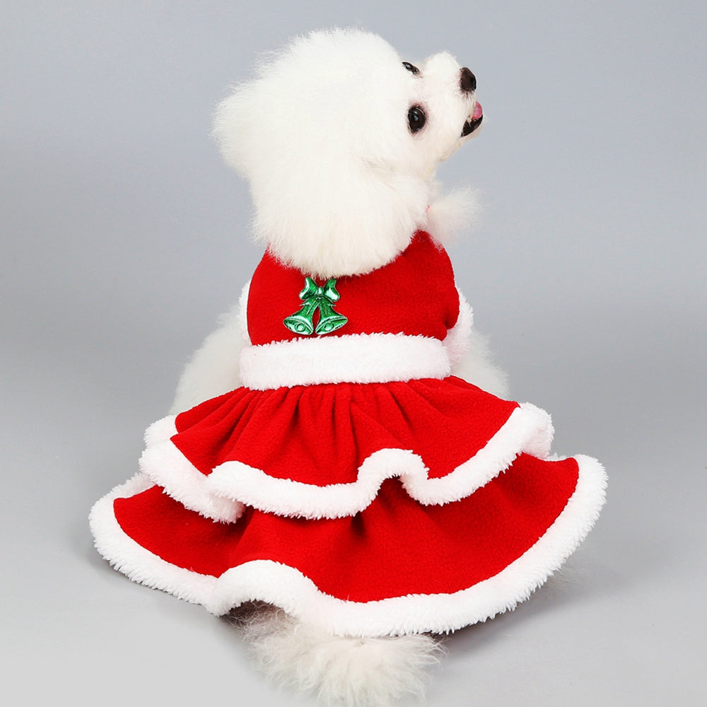 Christmas Dog Dress: Warm Fleece Skirt for Winter