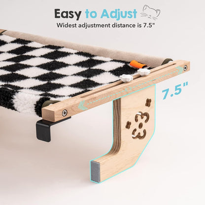 Cat Window Perch - Wood & Metal Frame, Easy Install, Cozy Design