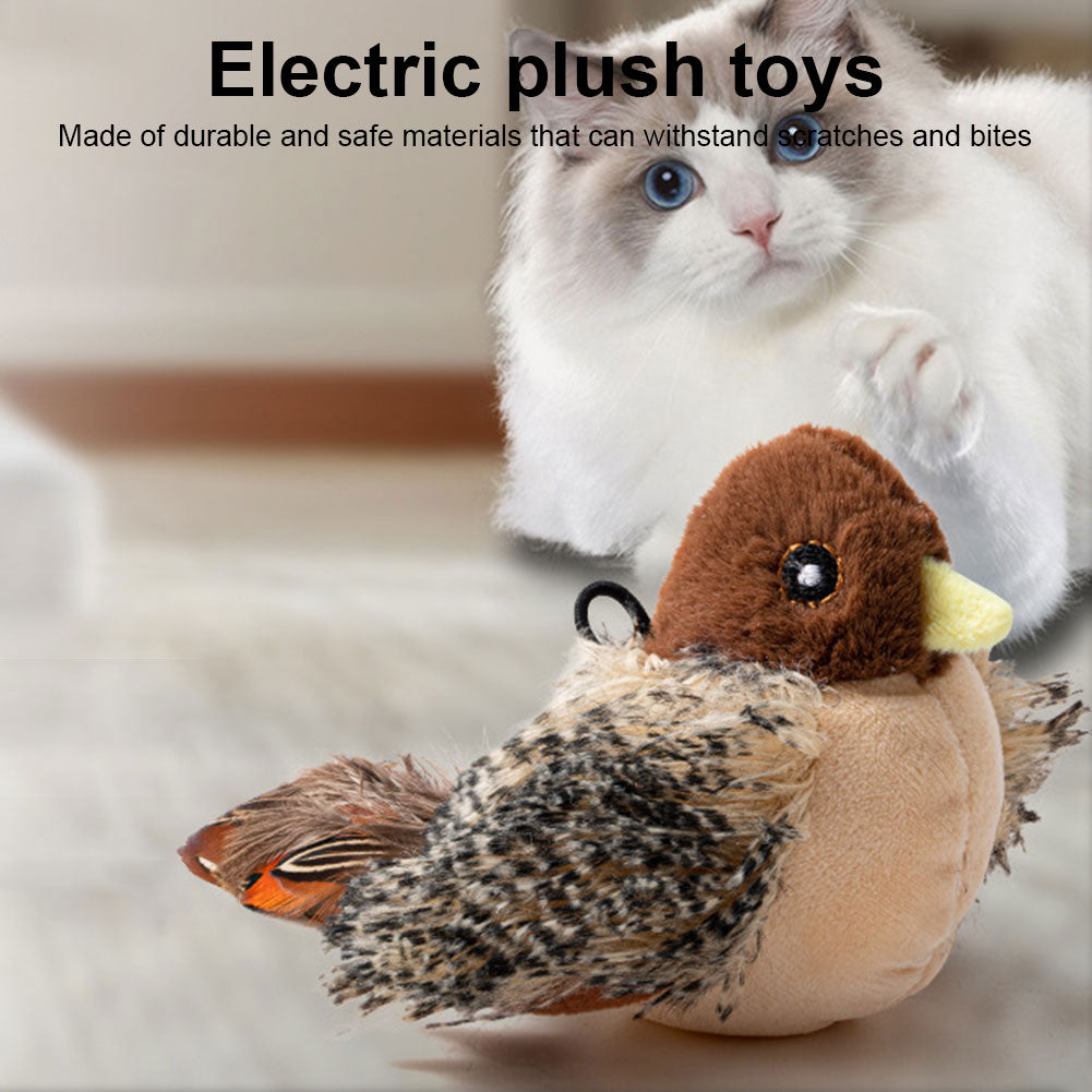Electric Chirping Bird Toy for Cats - Interactive Plush Fun