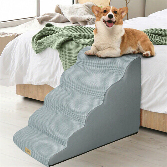 Pet Stairs 5 Steps - Non-Slip Foam for High Beds & Sofas