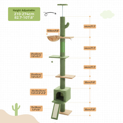 Adjustable Cactus Cat Tower: Multi-Level, Hammock, Scratch Post