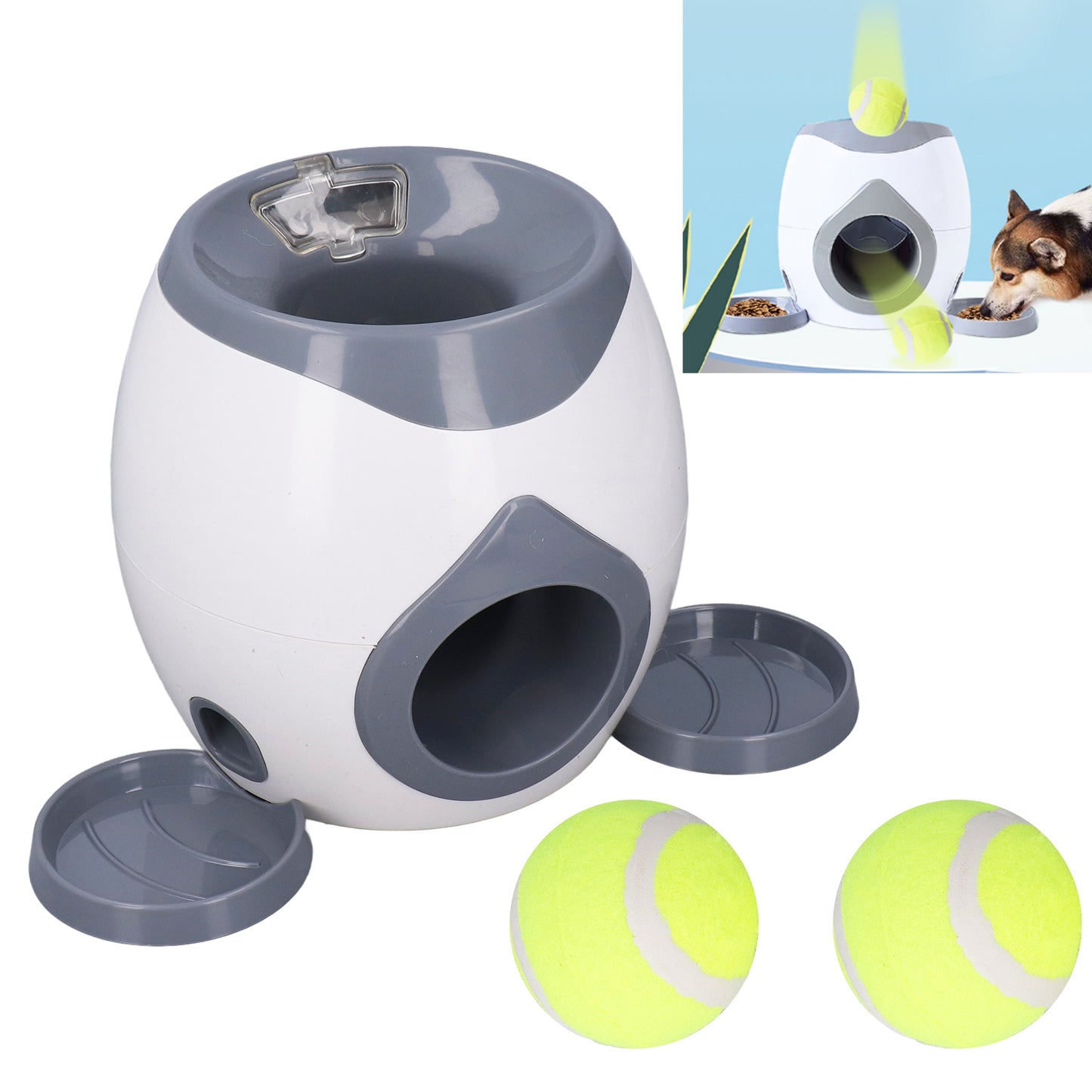 Dog Tennis Ball Machine - Interactive Fetch & Feed Toy