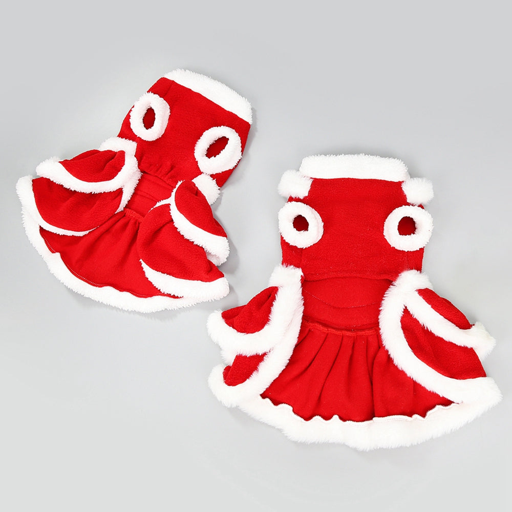 Christmas Dog Dress: Warm Fleece Skirt for Winter