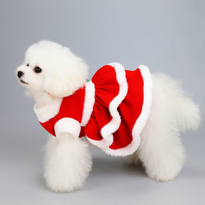 Christmas Dog Dress: Warm Fleece Skirt for Winter
