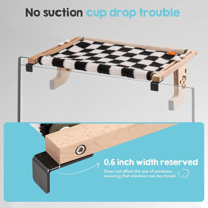 Cat Window Perch - Wood & Metal Frame, Easy Install, Cozy Design